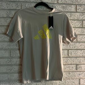 Adidas Women's Light Gray Tee with Yellow Logo